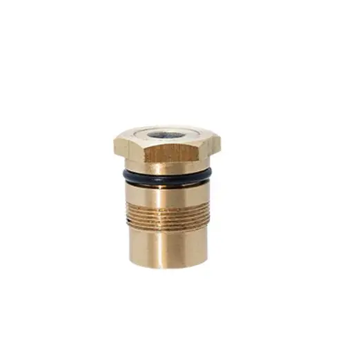 Ersatz-Stopfbuchse aus Messing mit schwarzem O-Ring, geeignet für den Einsatz in Produkten der Marke ESBE, Serie VLB3xx, zur sicheren Abdichtung von Rohrleitungen.